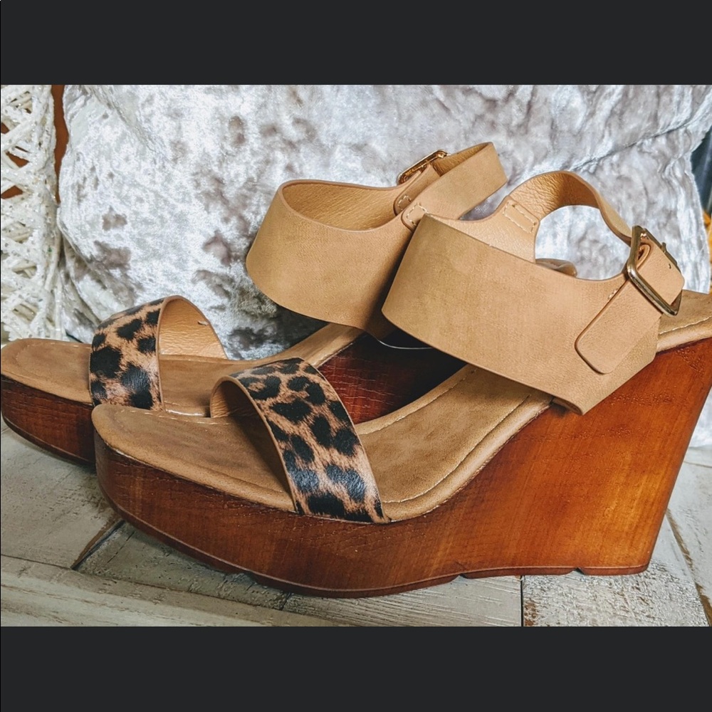 Cheetah and beige wedge